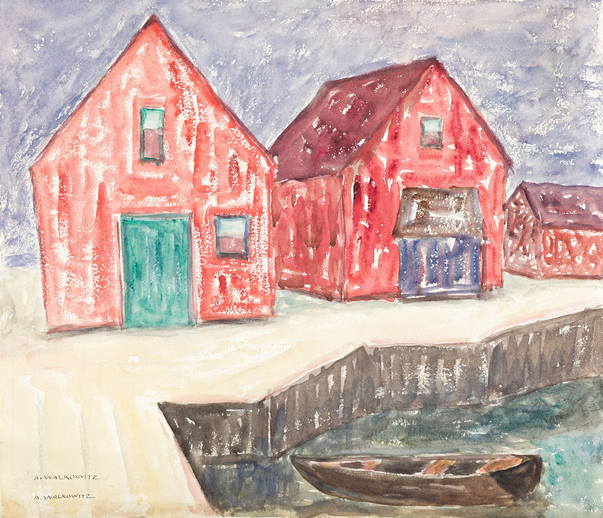 ABRAHAM WALKOWITZ Two watercolors of Cape Cod.